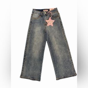 NWT Gogo Star Girls Rhinestone Wide Leg Jeans - Size 8